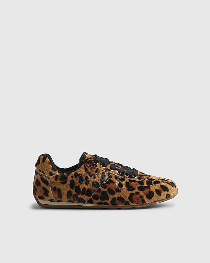 Brown Animal Print Suede Trainer