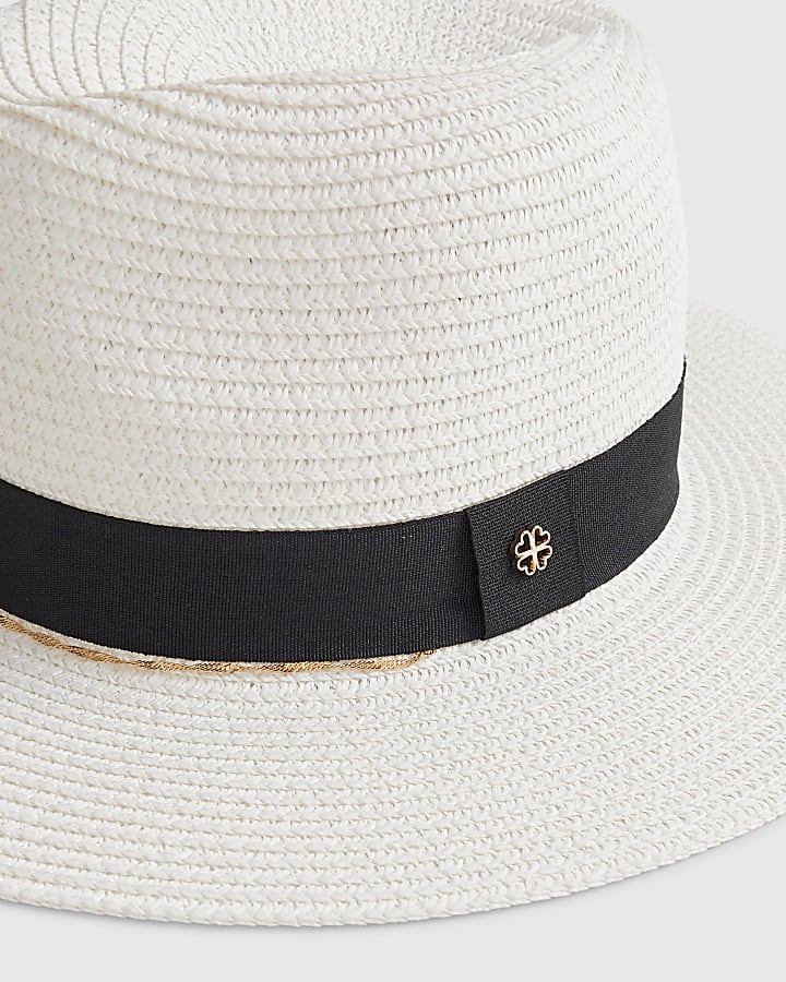 White Straw Fedora Hat