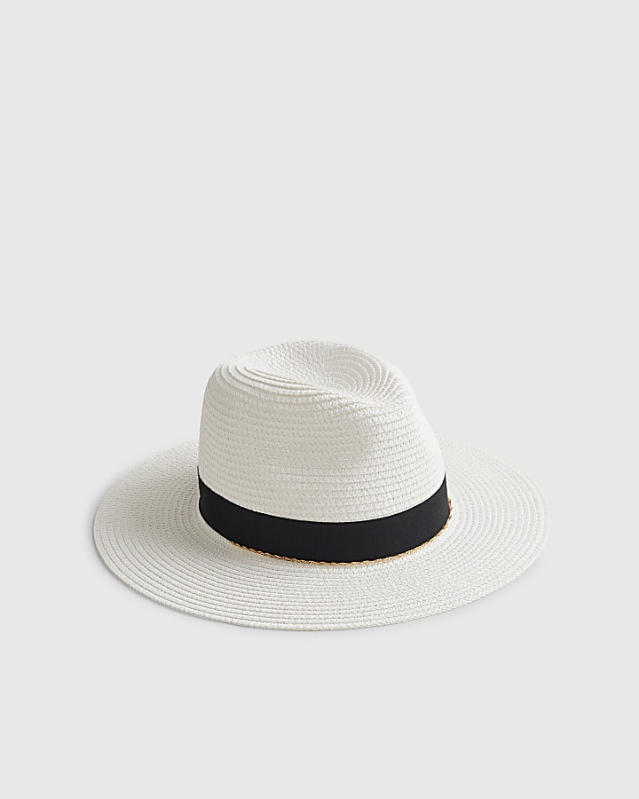 White Straw Fedora Hat