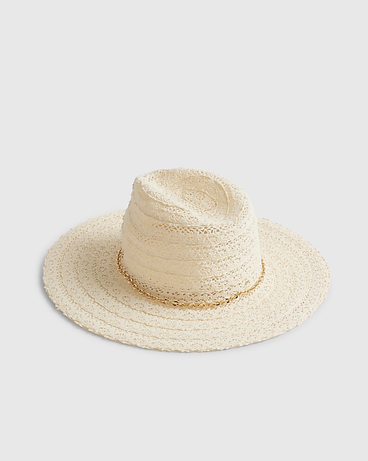 Cream Lace Fedora Hat