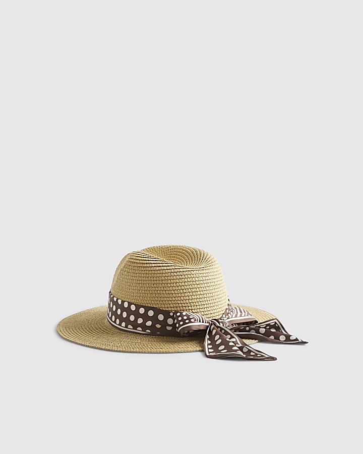 Beige Polka Dot Band Fedora