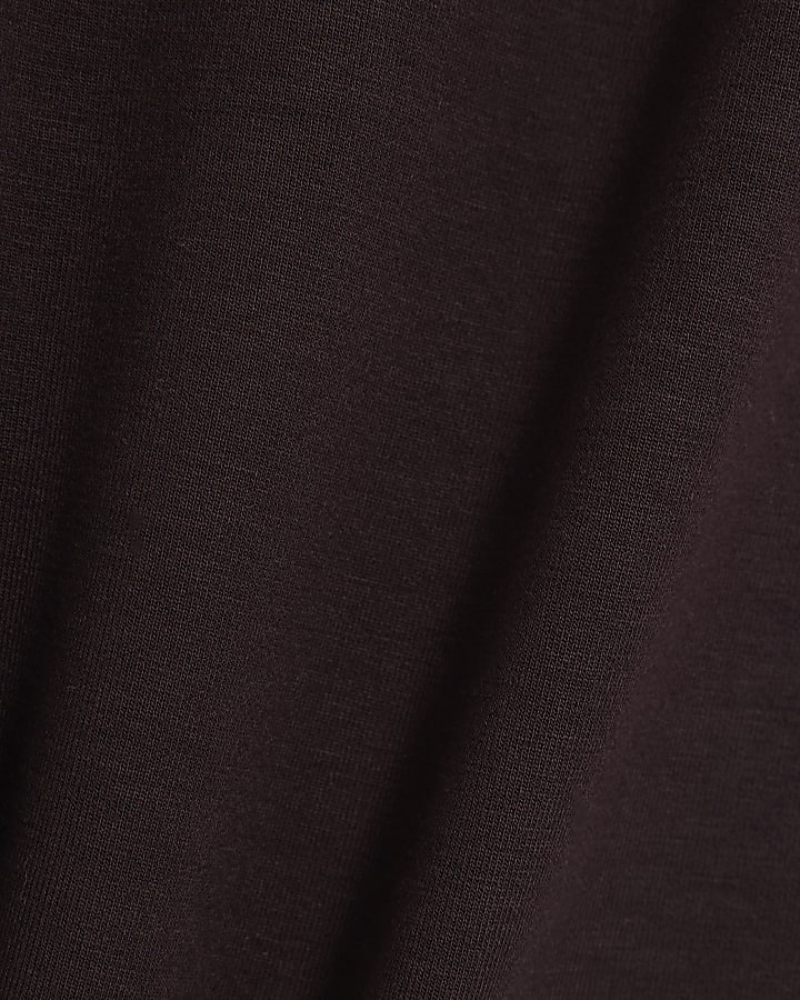 Brown Premium Long Sleeve Tie Front Top