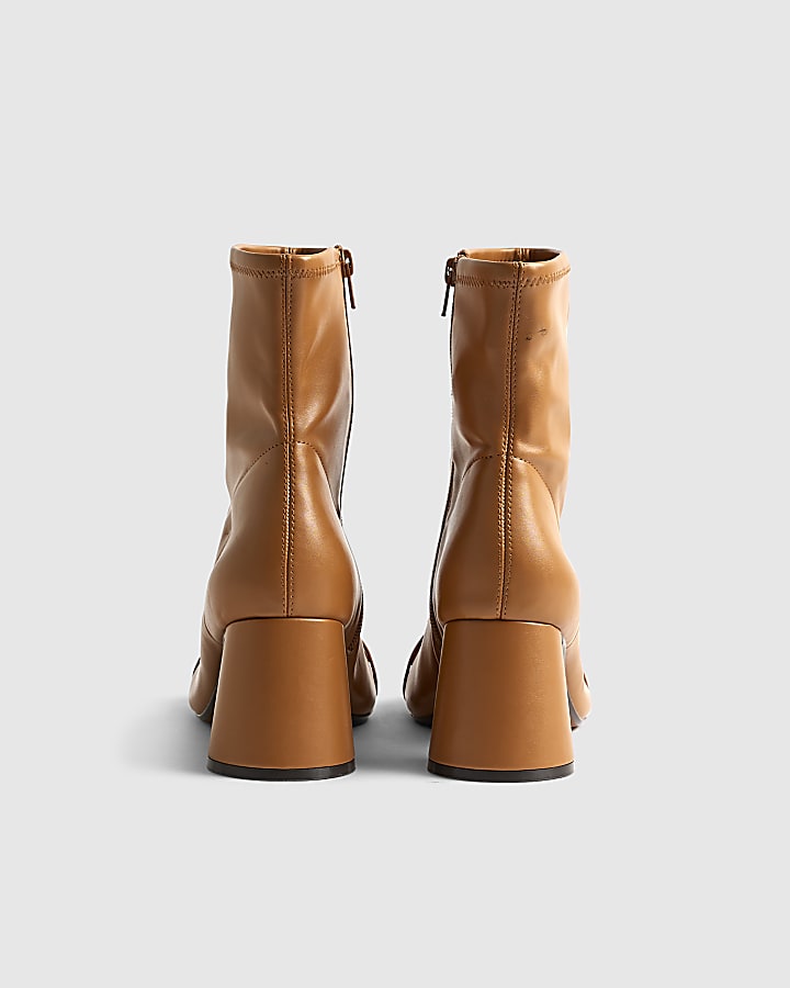 Beige Round Toe Snaffle Ankle Boots