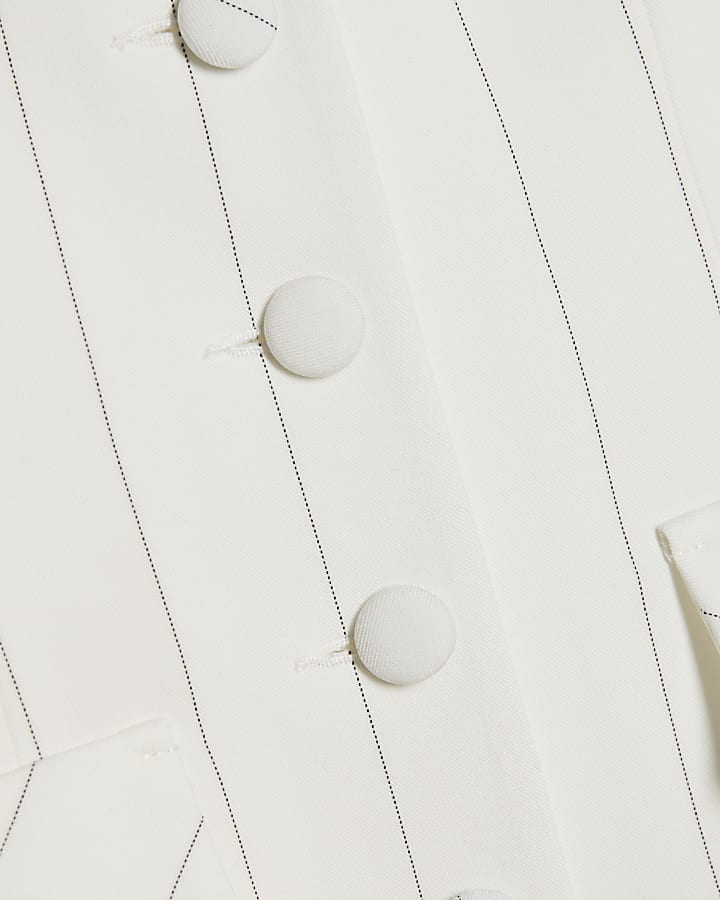 Cream Sleeveless Striped Longline Waistcoat