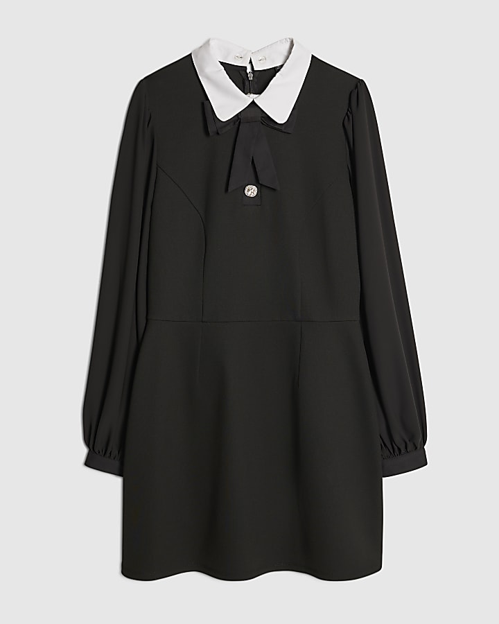 Black Bow Detail Shirt Dress