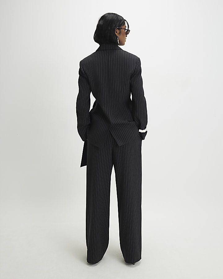 Black Stripe Wide Leg Trousers