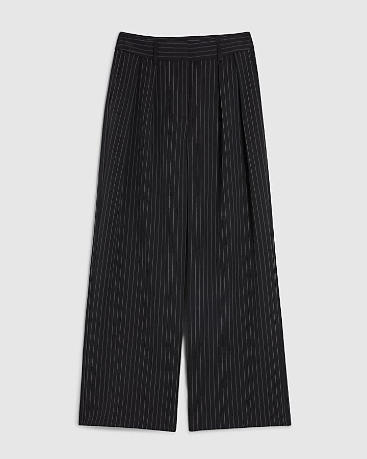 Black Stripe Wide Leg Trousers
