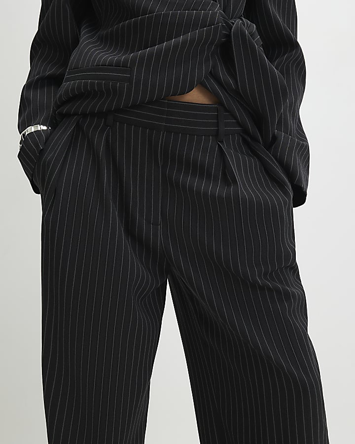 Black Stripe Wide Leg Trousers