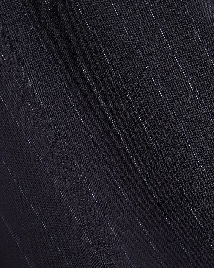 Navy Pinstripe Crochet Side Stripe Joggers