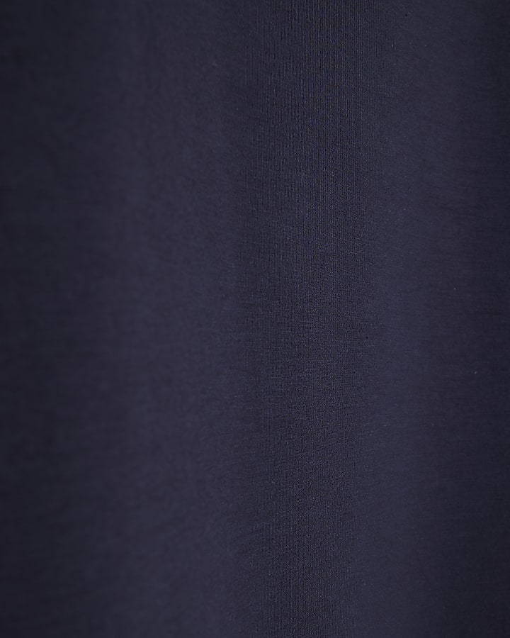 Navy Premium Long Sleeve Grown On Neck Top