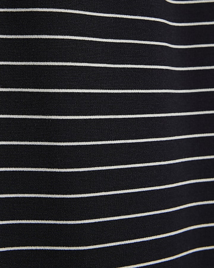 Navy Striped Wide Leg Trousers