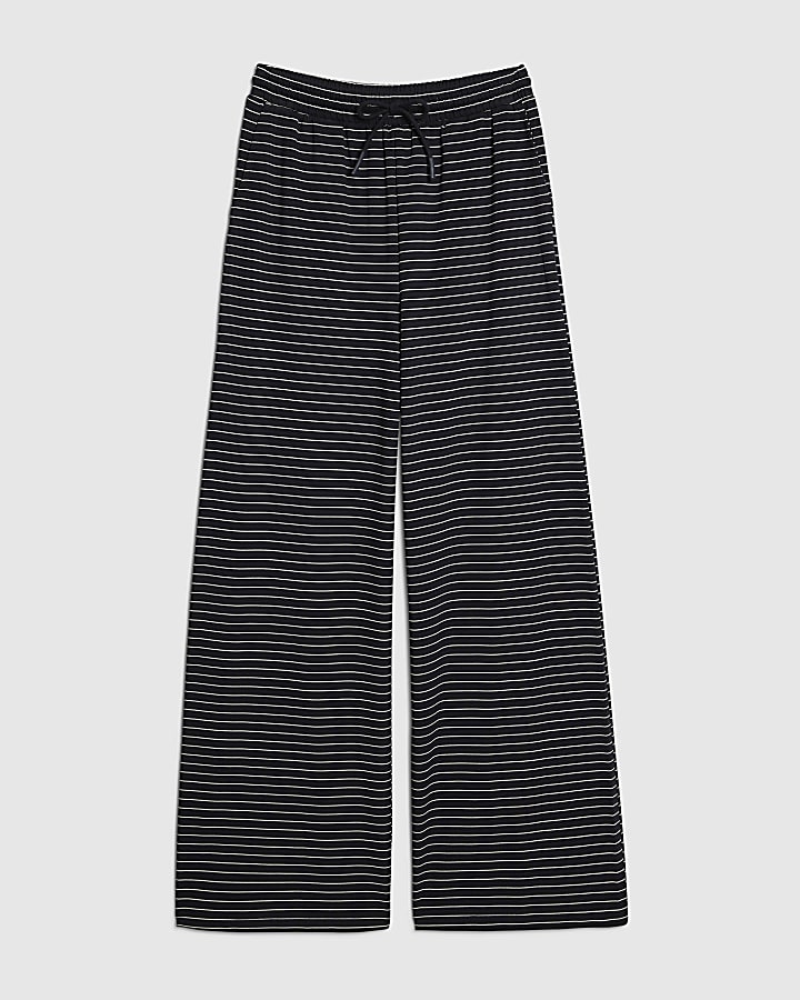 Navy Striped Wide Leg Trousers
