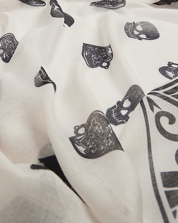 Pink Lightweight Skull Print Scarf