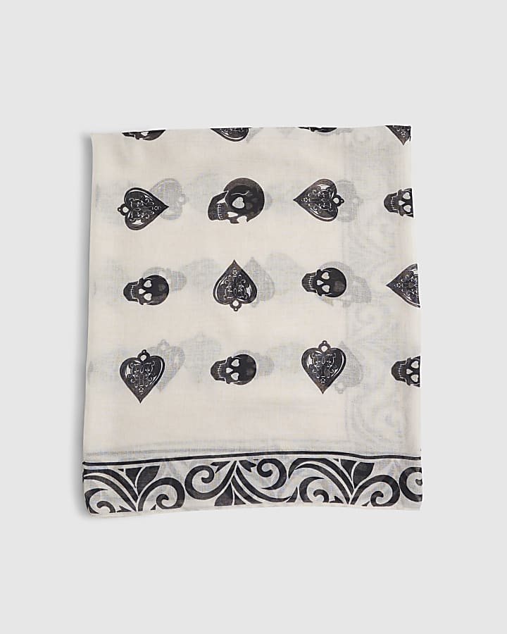 Pink Lightweight Skull Print Scarf
