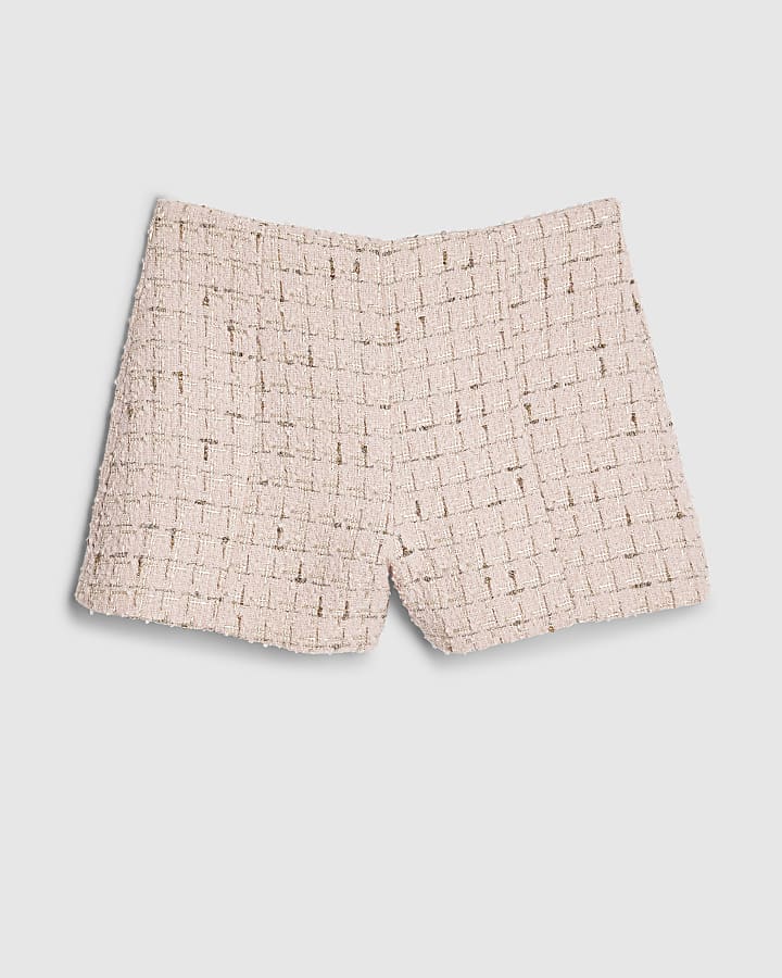 Pink Tailored Boucle Shorts