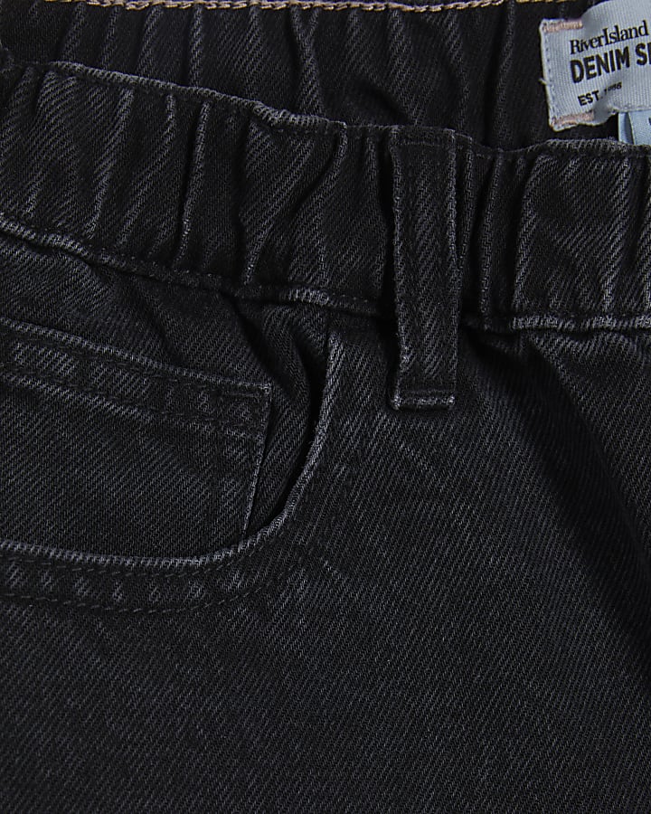 Black Elasticated A Line Denim Shorts