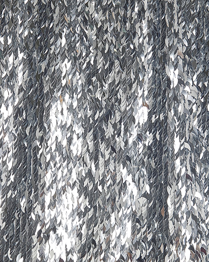 Silver Sequin Mini Skirt