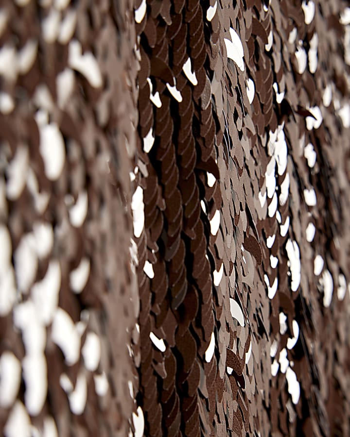 Brown Sequin Mini Skirt