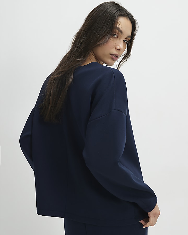 Navy Premium Twill Long Sleeve Top