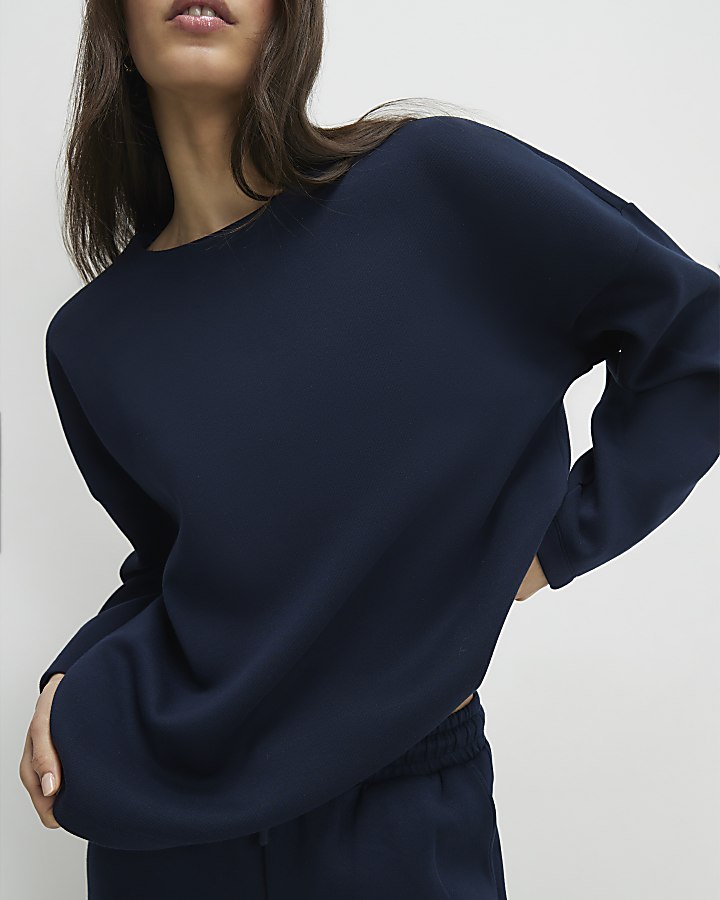 Navy Premium Twill Long Sleeve Top