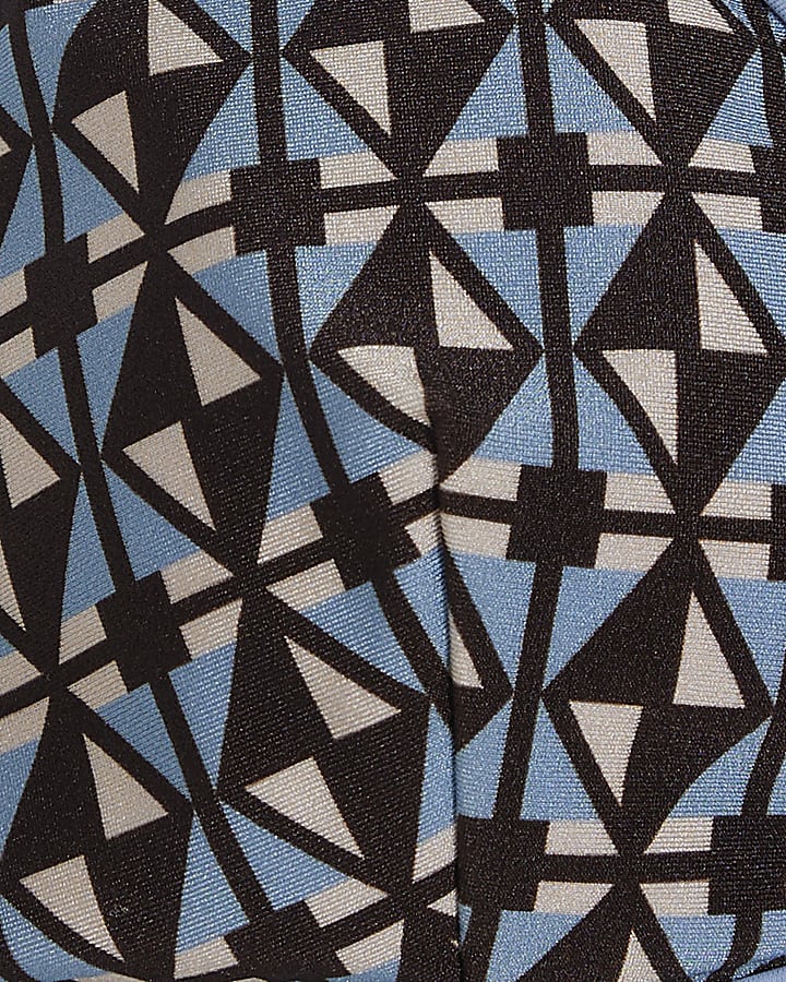 Brown Geometric Print Bikini Top