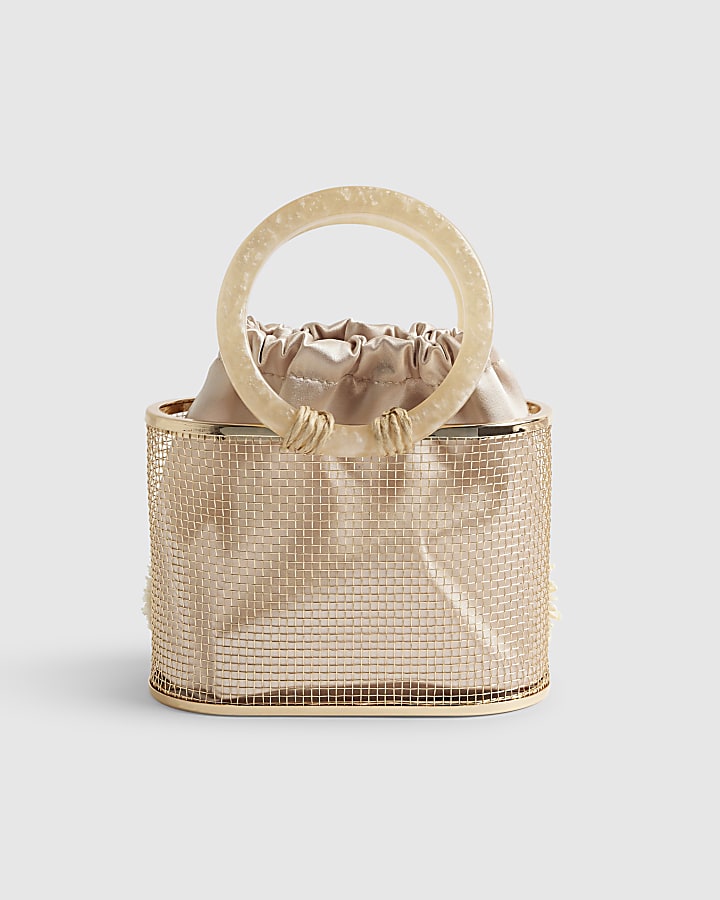 Beige Raffia Flower Basket Bag