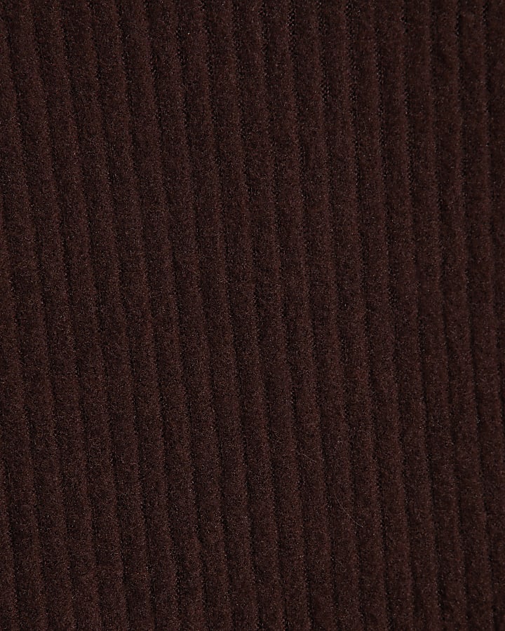 Brown Cosy Ribbed Long Sleeve Crew Neck Top