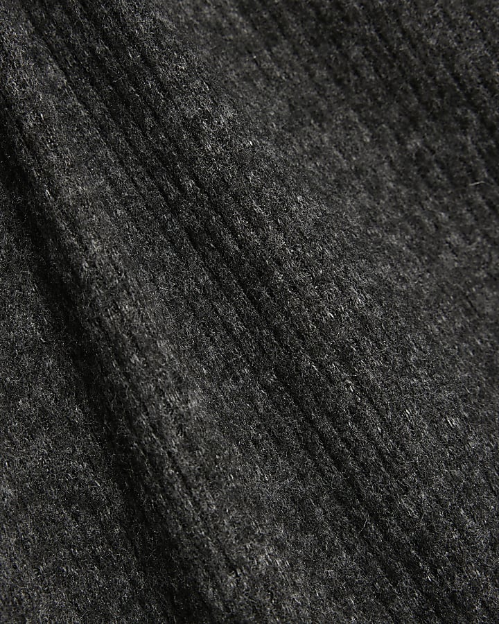 Grey Ribbed Knot Hem Cosy Top