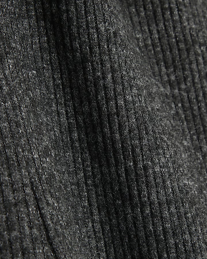 Grey Ribbed Cosy Wide Leg Trousers