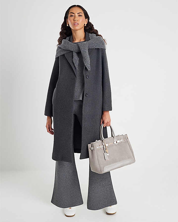 Grey Long Sleeve Cosy Peplum Top
