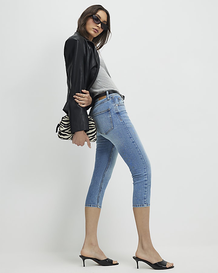 Blue Skinny Capri Jeans