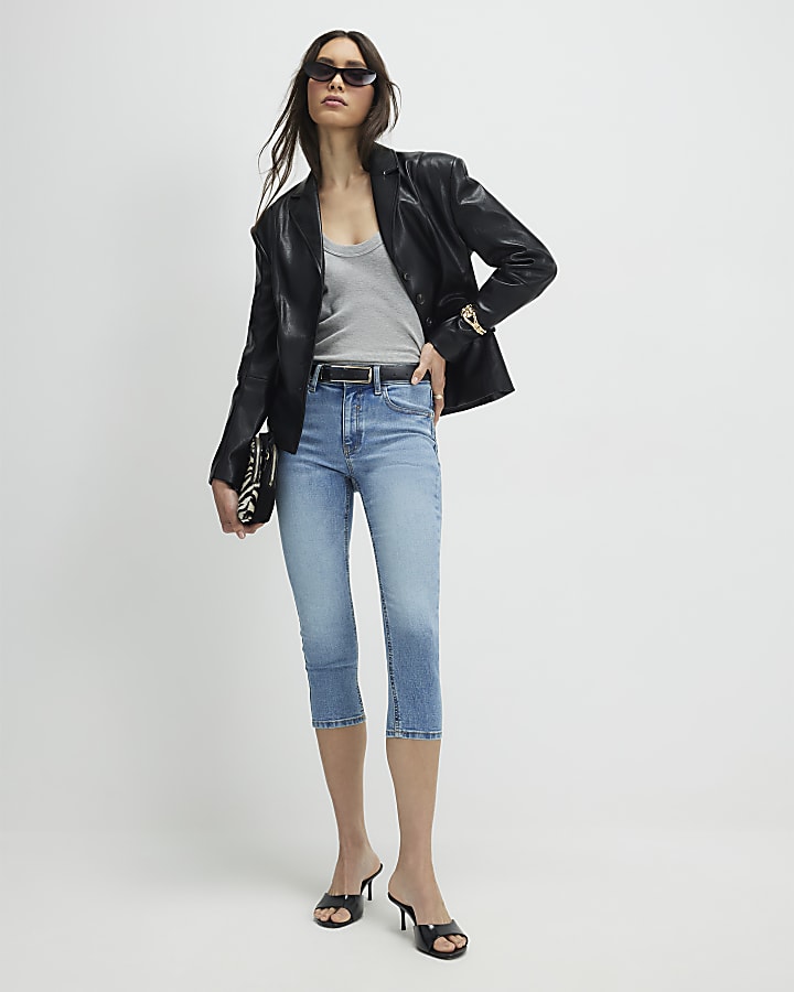 Blue Skinny Capri Jeans