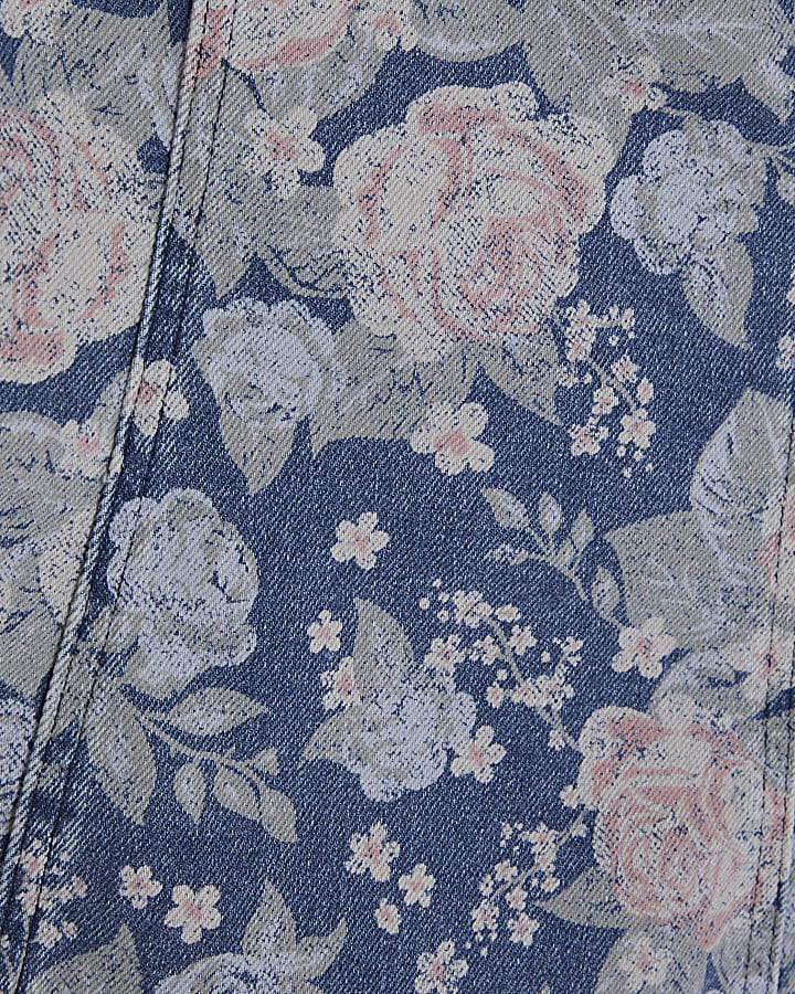 Blue Denim Floral Bandeau Top