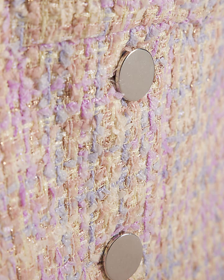 Pink Boucle Collared Halter Neck Waistcoat