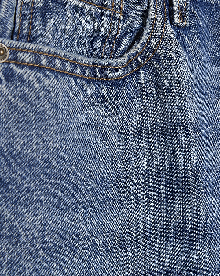 Blue Relaxed Straight Ripped Jeans