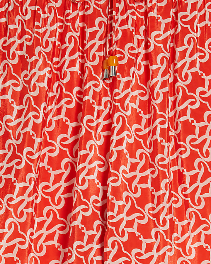 Orange Monogram Print Beach Trousers