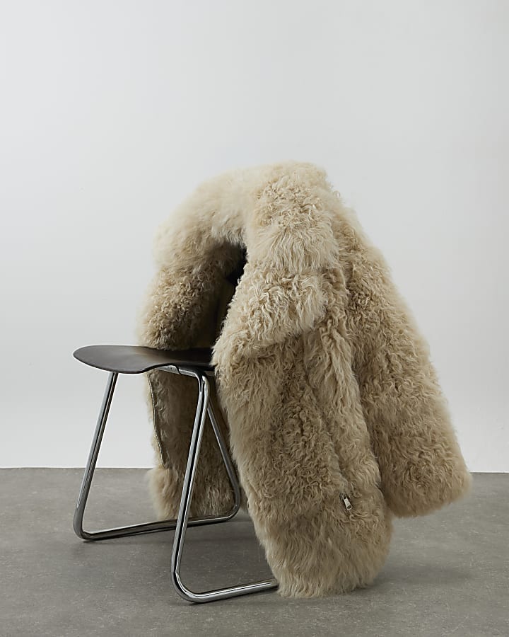 Cream Shearling Aviator Jacket