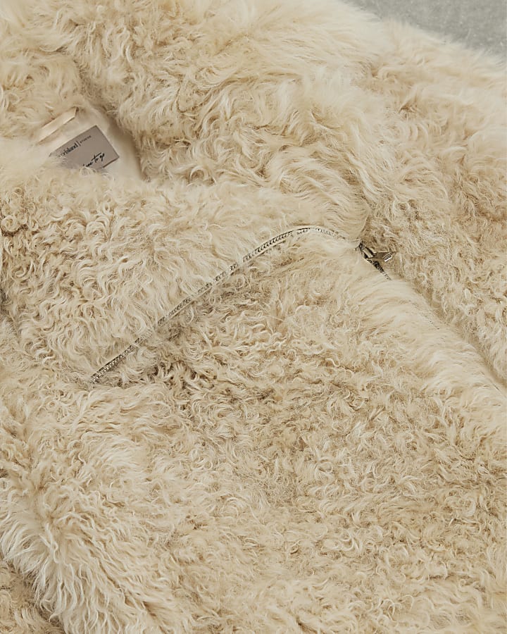 Cream Shearling Aviator Jacket