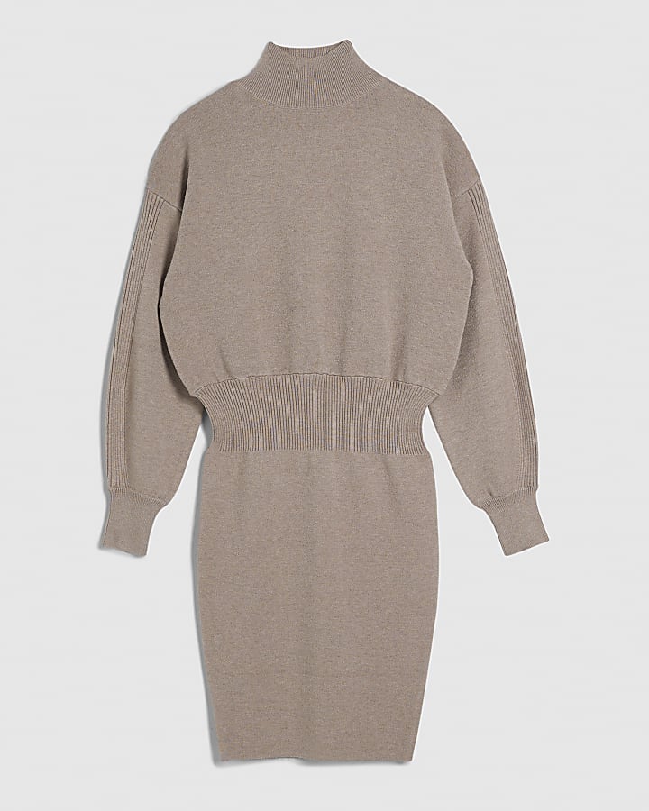 Beige Corset Detail Jumper Dress