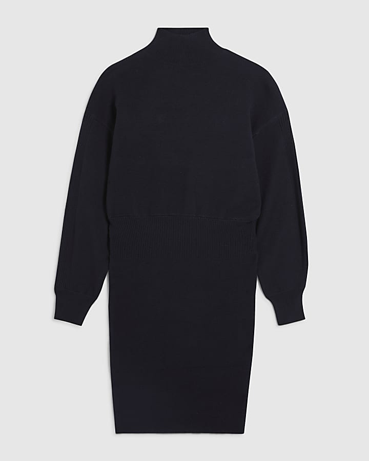 Navy Corset Detail Jumper Dress