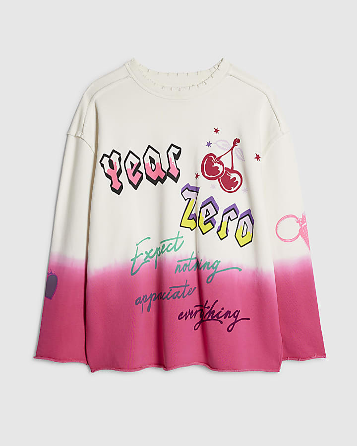 White Year Zero Dip Dye Sweatshirt