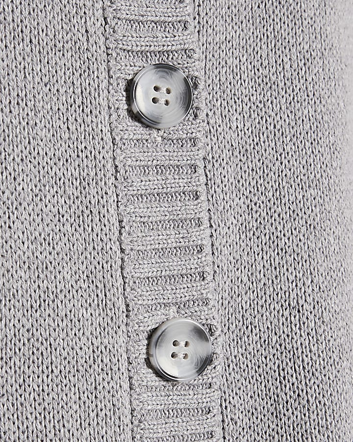 Grey Knitted Sleeveless Ribbed Hem Tank Top