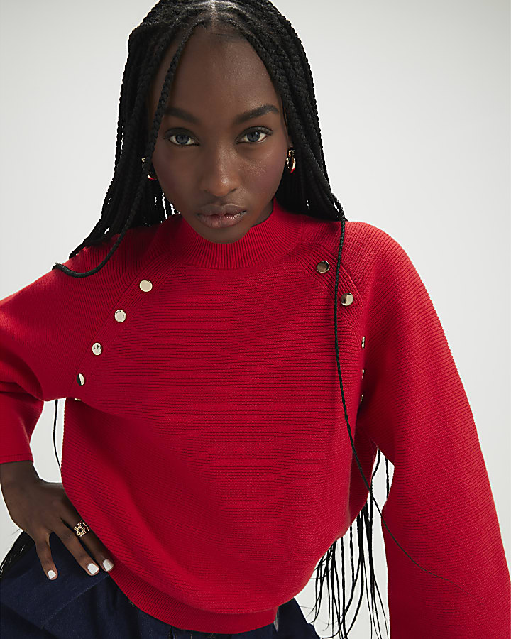 Red High Neck jumper