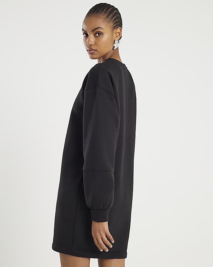 Black Long Sleeve Sweatshirt Dress