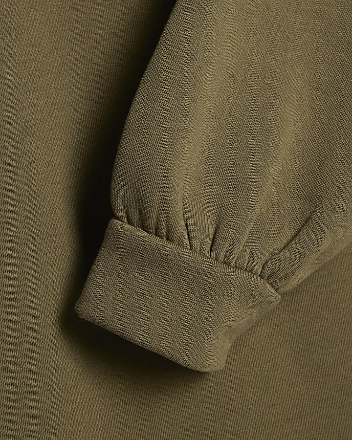 Khaki Long Sleeve Sweatshirt Dress