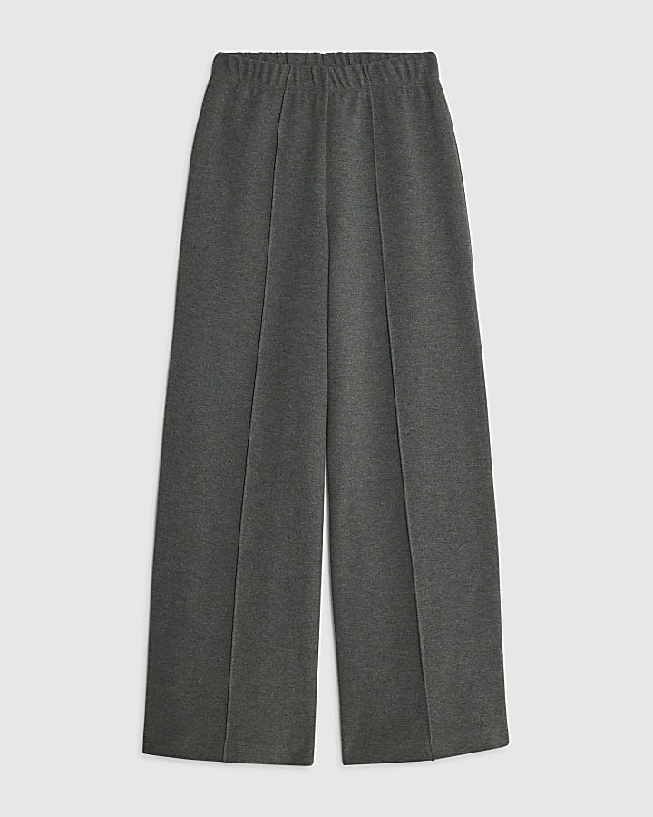Grey Seam Detail Wide Leg Trousers