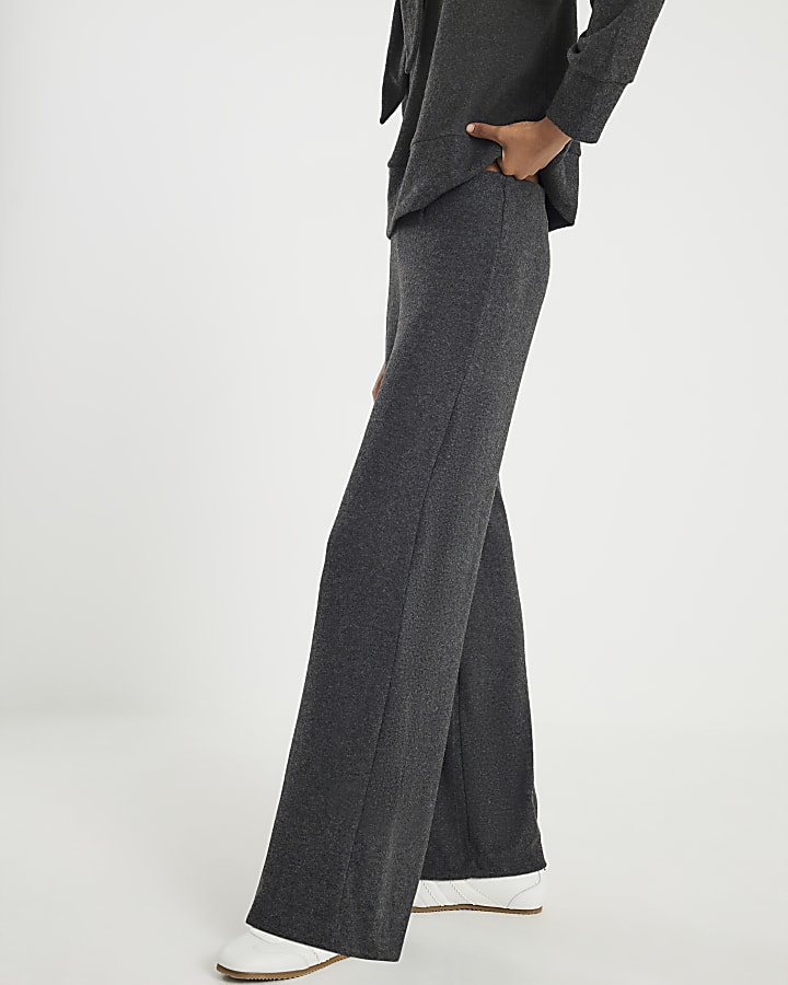 Grey Cosy Wide Leg Trousers