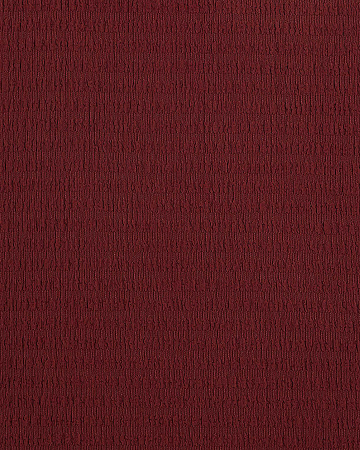 Red Textured Midi Skirt