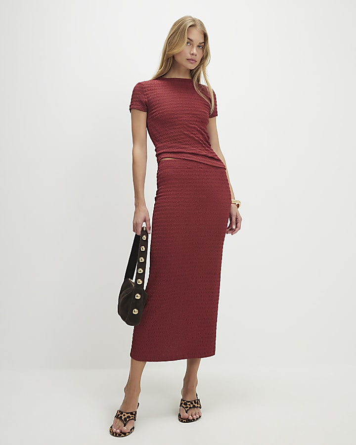 Red Textured T-Shirt