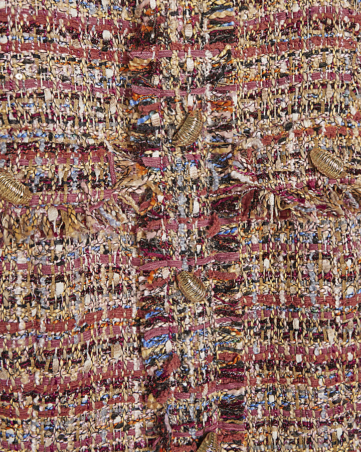 Brown Boucle Pleated Mini Dress